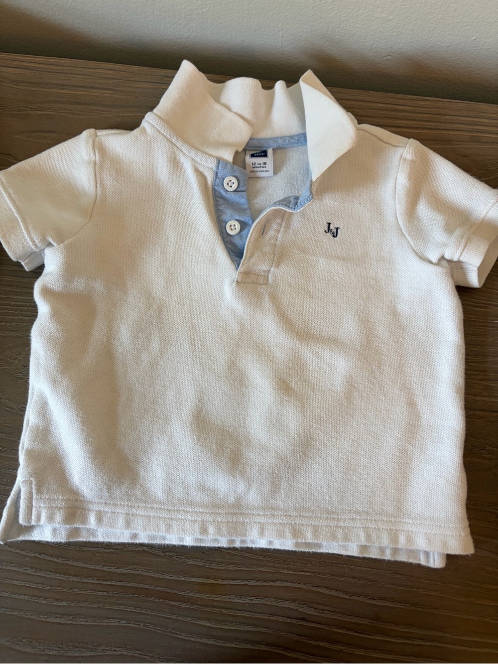 Jacadi White Polo with Light Blue Placket